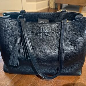 Tory Burch Black Pebbled Leather Tote